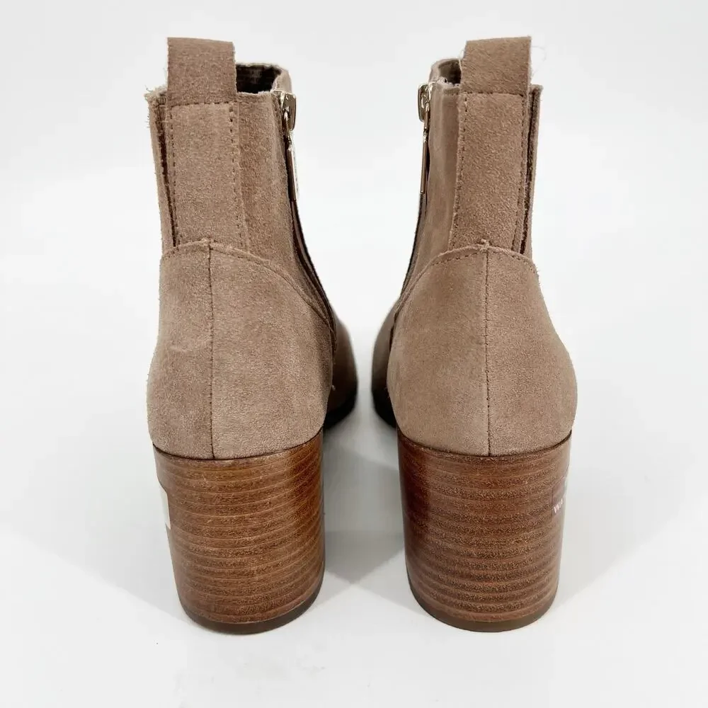 Blondo Laureece Bootie Womens 9.5 M Tan Beige Suede Waterproof Pointed Toe B6659